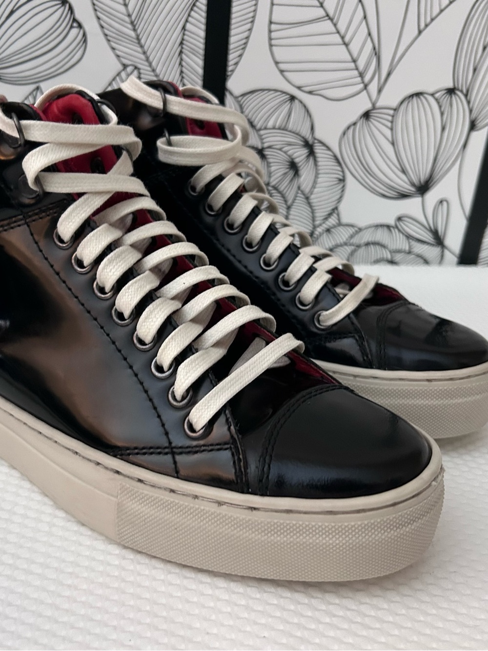 Base London “Tablet” Black Leather Boots High tops Sneakers